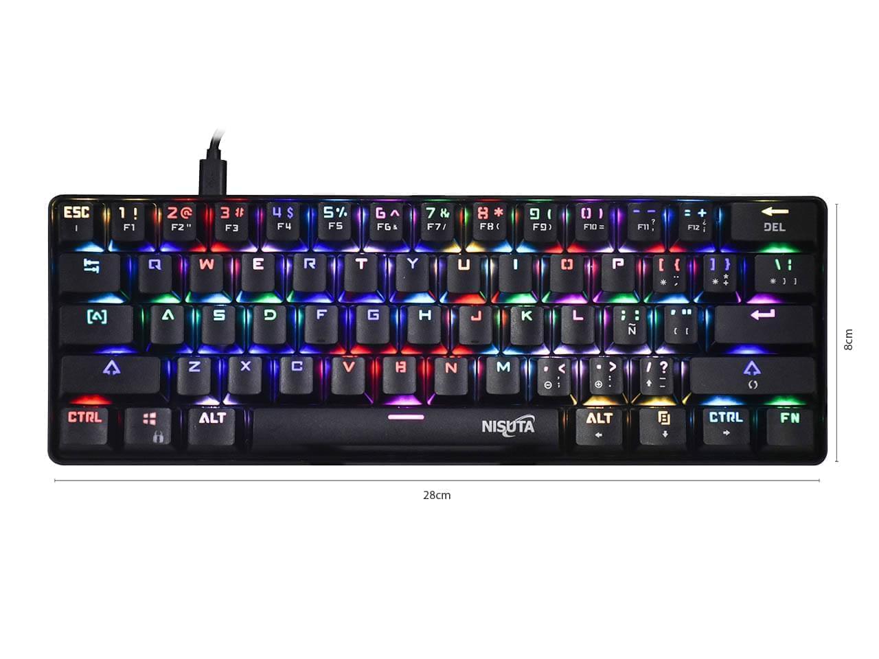Teclado Mecanico Gamer Rgb De 61 Teclas Con Sofware Nskbgz61 Nisuta